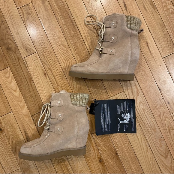 Austrailia Luxe Collective Suede and Shearling hidden wedge boots size 5 NWT - Picture 3 of 7